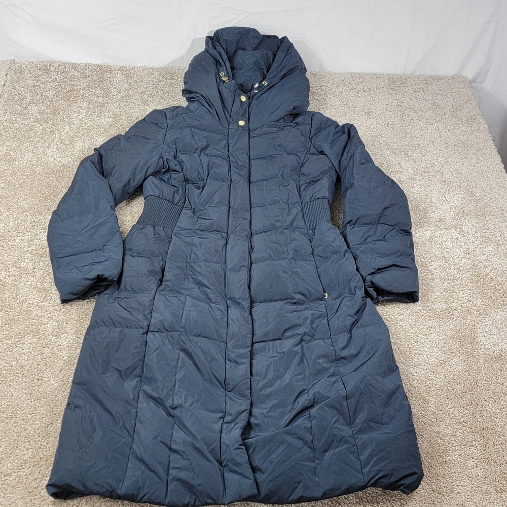 Cole Haan Signature Womens Navy Blue Down Feather Quilted Puffer Parka Size Med